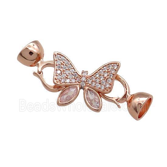 Copper Butterfly Clasp Pave Zircon Rose Gold