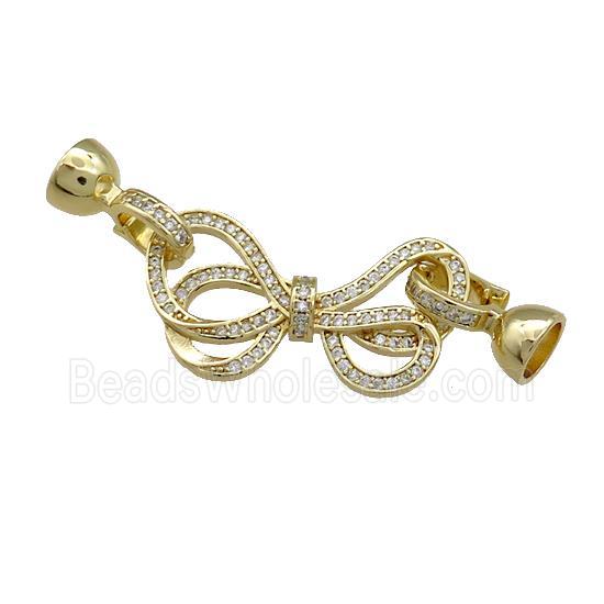 Copper Bowknot Clasp Pave Zircon Gold Plated