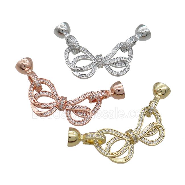 Copper Bowknot Clasp Pave Zircon Mixed