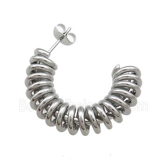 Copper Stud Earrings Coiled Wire Wrapped Platinum Plated