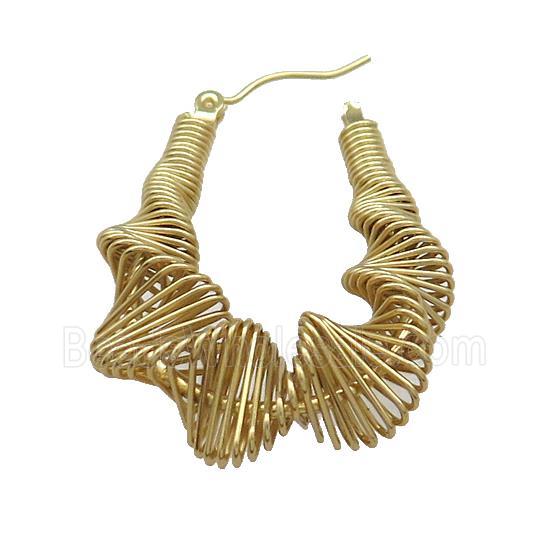 Copper Latchback Earrings Coiled Wire Wrapped Gold Plated