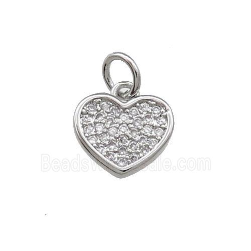 Copper Heart Pendant Pave Zircon Platinum Plated
