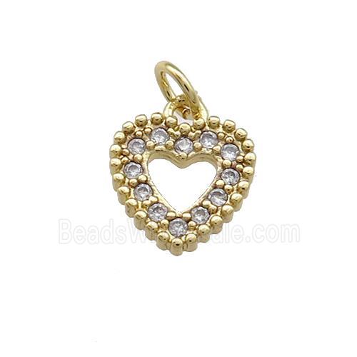 Copper Heart Pendant Pave Zircon Gold Plated