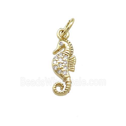 Copper Seahorse Charms Pendant Pave Zircon Gold Plated