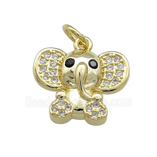 Copper Elephant Pendant Pave Zircon Gold Plated