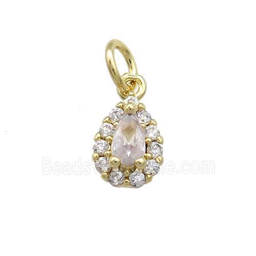 Copper Teardrop Pendant Pave Zircon Gold Plated