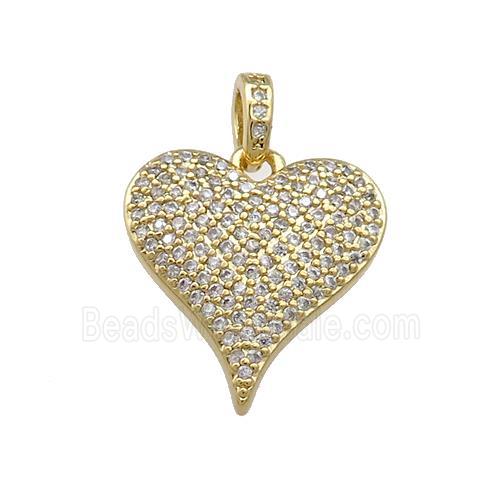 Copper Heart Pendant Pave Zircon Gold Plated