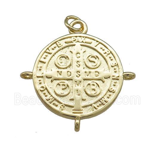 Copper Jesus Pendant Religious Medal Charms Circle Gold Plated