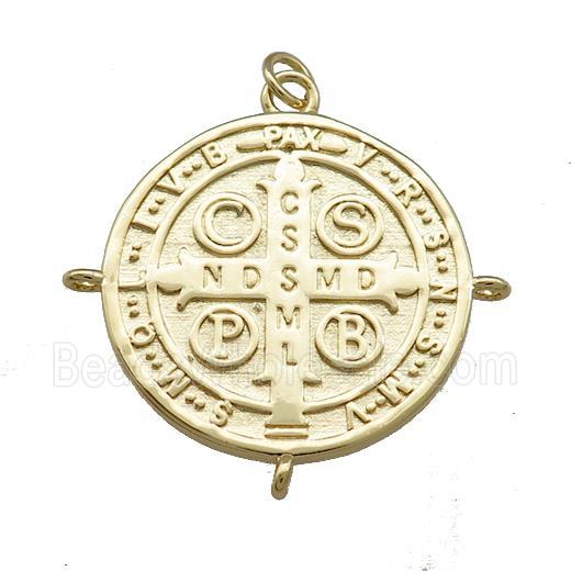 Copper Jesus Pendant Religious Medal Charms Gray Painted Circle Gold Plated