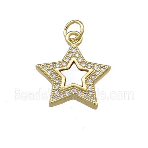 Copper Star Pendant Pave Shell Zircon 18K Gold Plated
