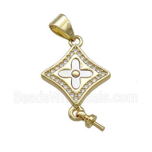 Copper Star Cross Pendant Pave Shell Zircon 18K Gold Plated