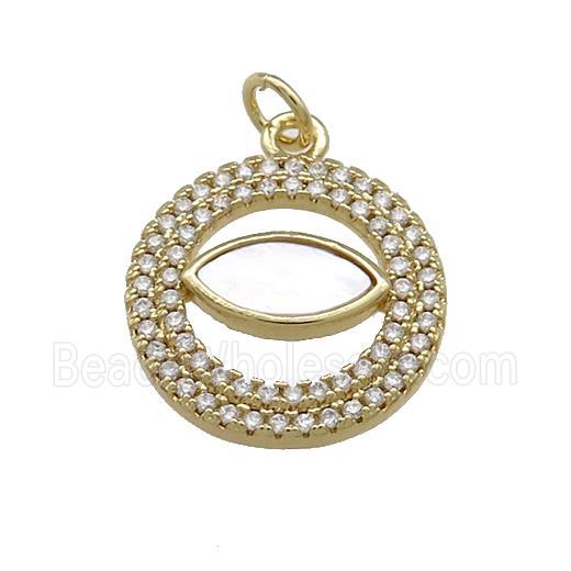 Copper Eye Charms Pendant Pave Shell Zircon Circle 18K Gold Plated