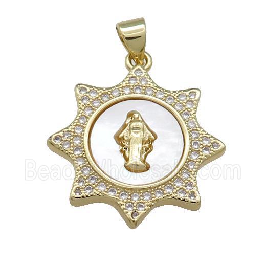 Jesus Charms Copper Pendant Pave Shell Zircon 18K Gold Plated