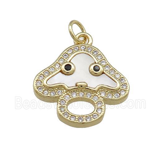 Copper Mushroom Pendant Pave Shell Zircon 18K Gold Plated