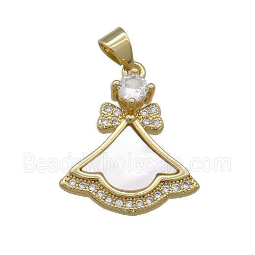 Copper Skirt Pendant Pave Shell Zircon 18K Gold Plated