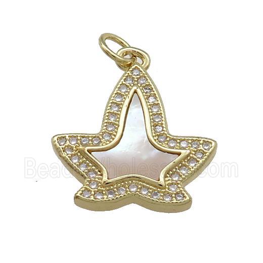 Copper Lotus Pendant Pave Shell Zircon 18K Gold Plated