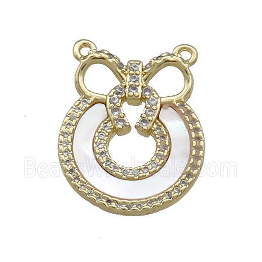 Copper Bear Pendant Pave Shell Zircon 2loops 18K Gold Plated