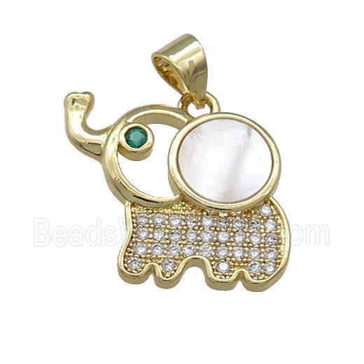 Copper Elephant Pendant Pave Shell Zircon 18K Gold Plated