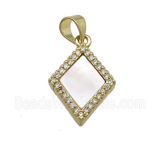 Copper Rhombic Pendant Pave Shell Zircon 18K Gold Plated