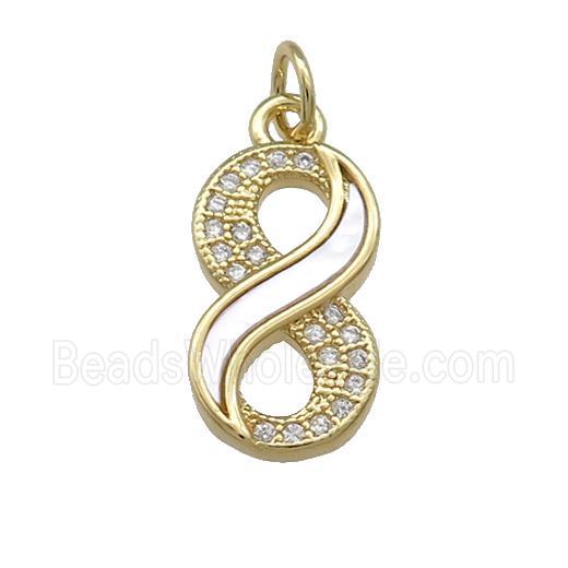 Copper Infinity Pendant Pave Shell Zircon 18K Gold Plated