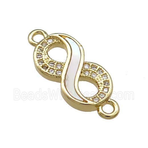 Copper Infinity Connector Pave Shell Zircon 18K Gold Plated