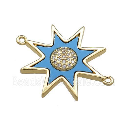 Copper Star Connector Pave Blue Shell Zircon 18K Gold Plated
