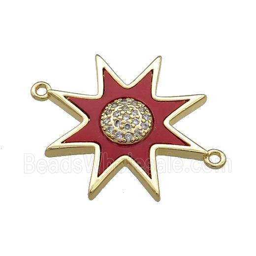 Copper Star Connector Pave Red Shell Zircon 18K Gold Plated