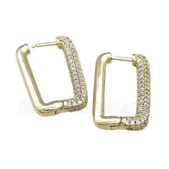 Copper Latchback Earrings Pave Zircon Gold Plated