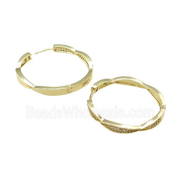 Copper Hoop Earrings Pave Zircon Gold Plated