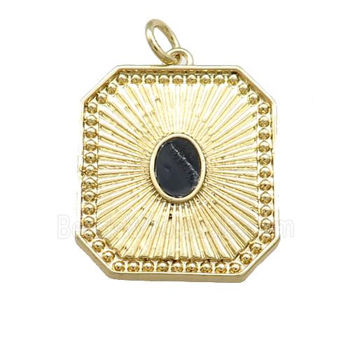 Copper Rectangle Pendant Pave Gemstone Gold Plated
