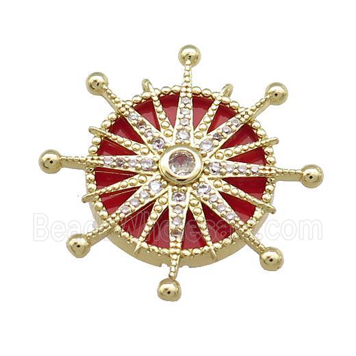 Copper Sun Pendant Pave Agate Zircon Gold Plated