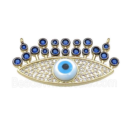 Evil Eye Charms Copper Pendant Pave Zircon 2loops Gold Plated