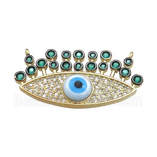 Evil Eye Charms Copper Pendant Pave Zircon 2loops Gold Plated