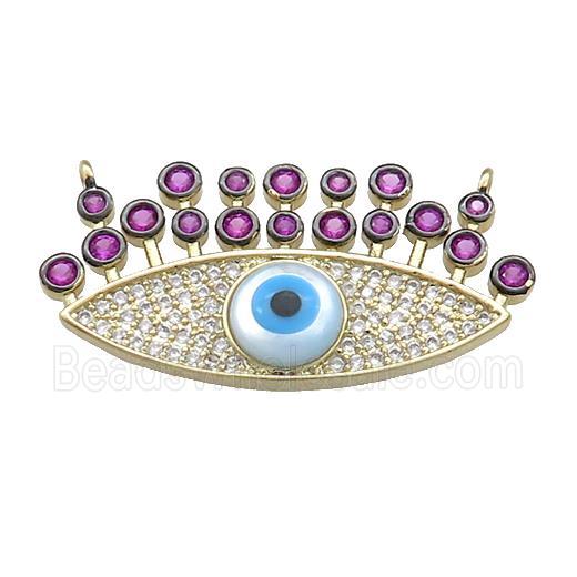 Evil Eye Charms Copper Pendant Pave Zircon 2loops Gold Plated
