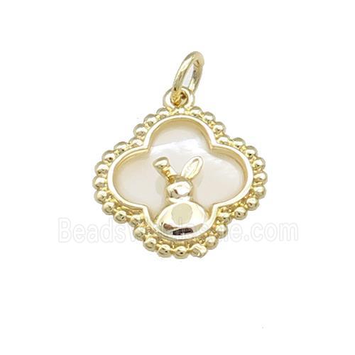 Copper Clover Pendant Pave Shell Gold Plated