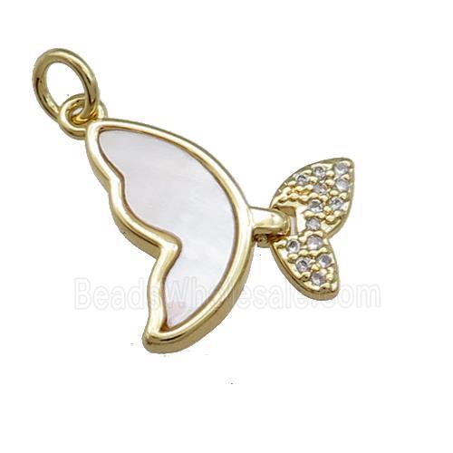 Copper Butterfly Pendant Pave Shell Zircon Gold Plated