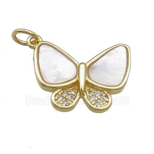 Copper Butterfly Pendant Pave Shell Zircon Gold Plated