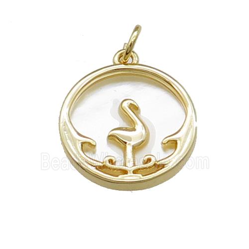 Crame Charms Copper Circle Pendant Pave Shell Zircon Gold Plated