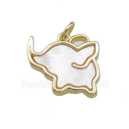 Elephant Charms Copper Pendant Pave Shell Gold Plated