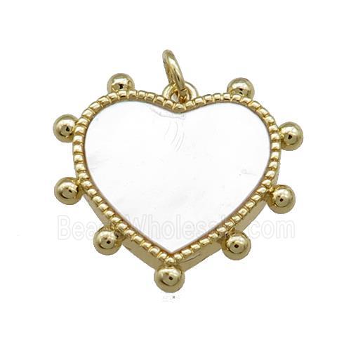Copper Hear Charms Pendant Pave Shell Gold Plated