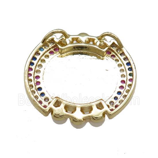 Hawk Charms Copper Circle Pendant Pave Pearlized Resin Zircon Gold Plated
