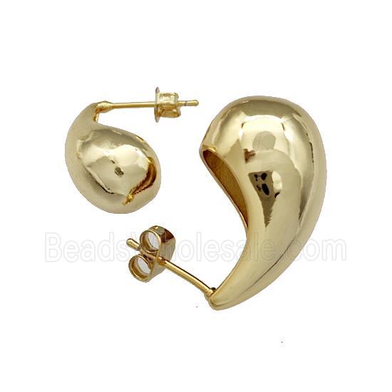 Copper Teardrop Stud Earrings Gold Plated
