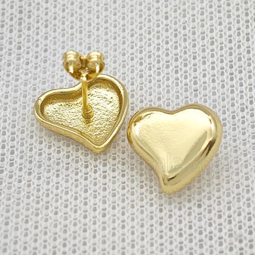 Copper Heart Stud Earrings Gold Plated