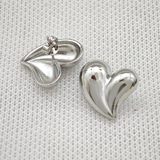 Copper Heart Stud Earrings Platinum Plated
