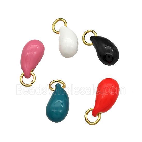 Copper Teardrop Pendant Enamel Gold Plated Mixed