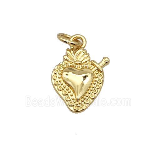 Sacred Heart Charms Copper Pendant Gold Plated
