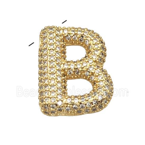 Copper Pendant Micro Pave Zirconia Letter-B Gold Plated