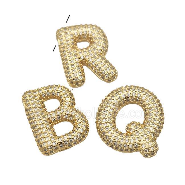 Copper Letter Pendant Micro Pave Zirconia Alphabet Gold Plated Mixed