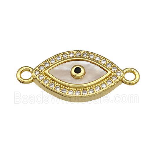 Evil Eye Charms Copper Connector Pave Shell Zirconia 18K Gold Plated