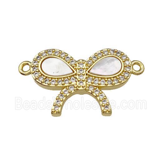 Copper Bowknot Pendant Pave Shell Zirconia 18K Gold Plated